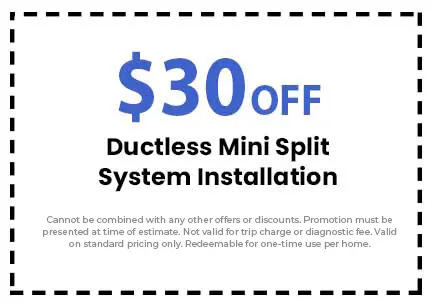 Discount on Ductless Mini Split System Installation