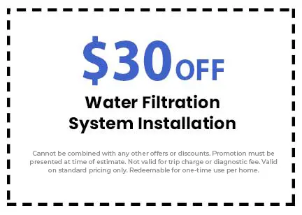 Discount on Water Filtration System Installation