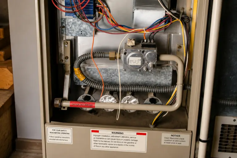 Furnace interior with wires and components