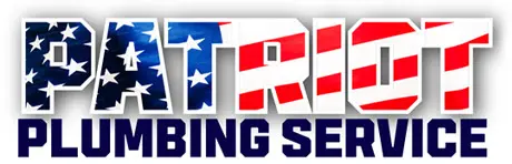 Patriot Plumbing Service logo featuring bold text with American flag elements, symbolizing patriotism and plumbing services.
