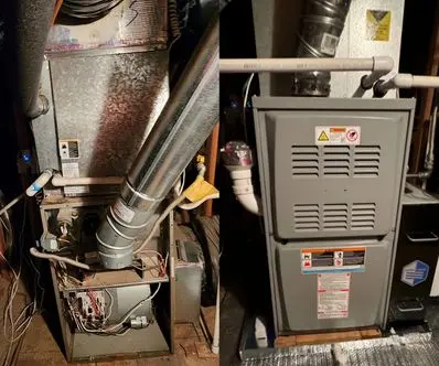 heating installation Side-by-side comparison of old and new HVAC systems installed in a residential setting, with insights from local HVAC repair experts in California.