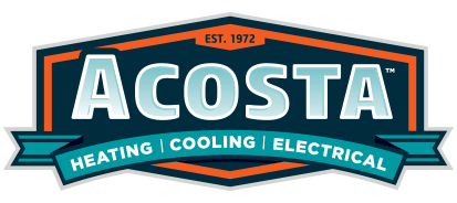 Acosta logo featuring the brand name "ACOSTA" in bold letters, with the tagline "HEATING | COOLING | ELECTRICAL" and established year 1972, representing HVAC and electrical services in Charlotte, NC.