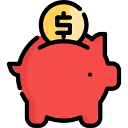 Piggy bank with a dollar sign coin, representing savings and financial promotions for HVAC and electrical services.