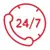 24/7 availability icon representing Arrow Plumbing's commitment to providing round-the-clock plumbing services in the Greater Houston area.