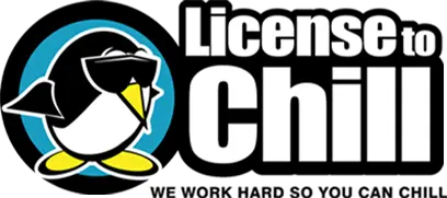 License To Chill logo featuring a penguin wearing sunglasses, emphasizing HVAC services and summer comfort.