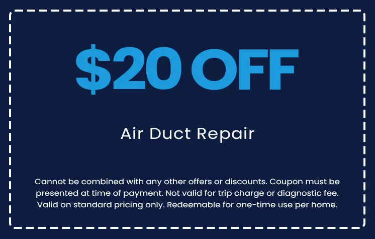 $20 off coupon for air duct repair services, featuring terms and conditions for E.F. Winslow Home Services.