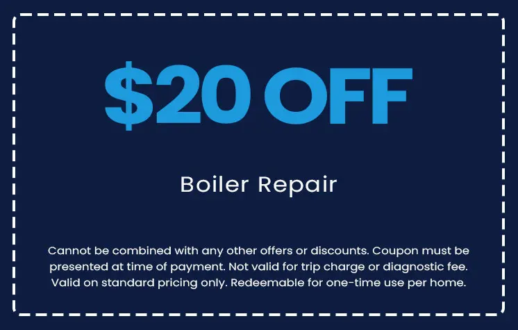 $20 off coupon for boiler repair services from E.F. Winslow Home Services, featuring terms and conditions for redemption.