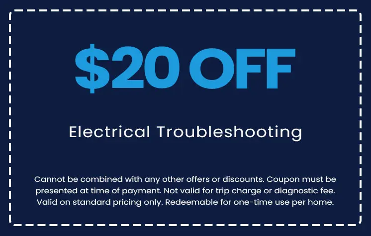 $20 off electrical troubleshooting coupon from E.F. Winslow Home Services, highlighting promotional offer details and redemption conditions.