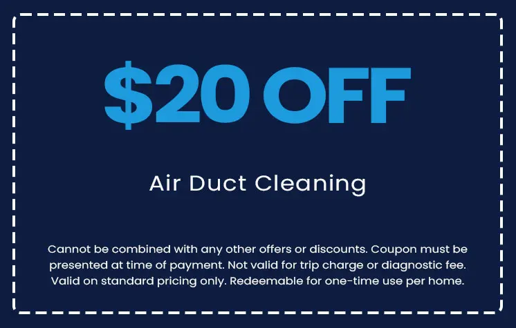 $20 off coupon for air duct cleaning service from E.F. Winslow Home Services, featuring promotional details and terms.