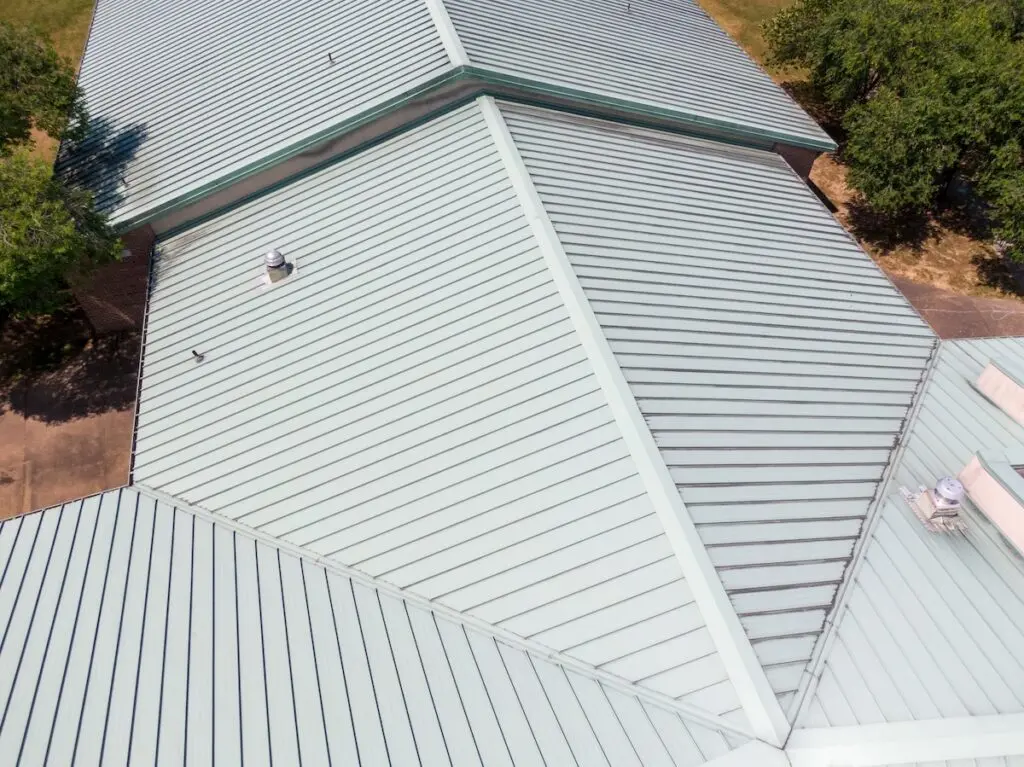 aerial view of large metal commercial roof downingtown pa