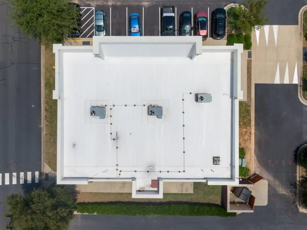 aerial view of white pvc roofing downingtown pa
