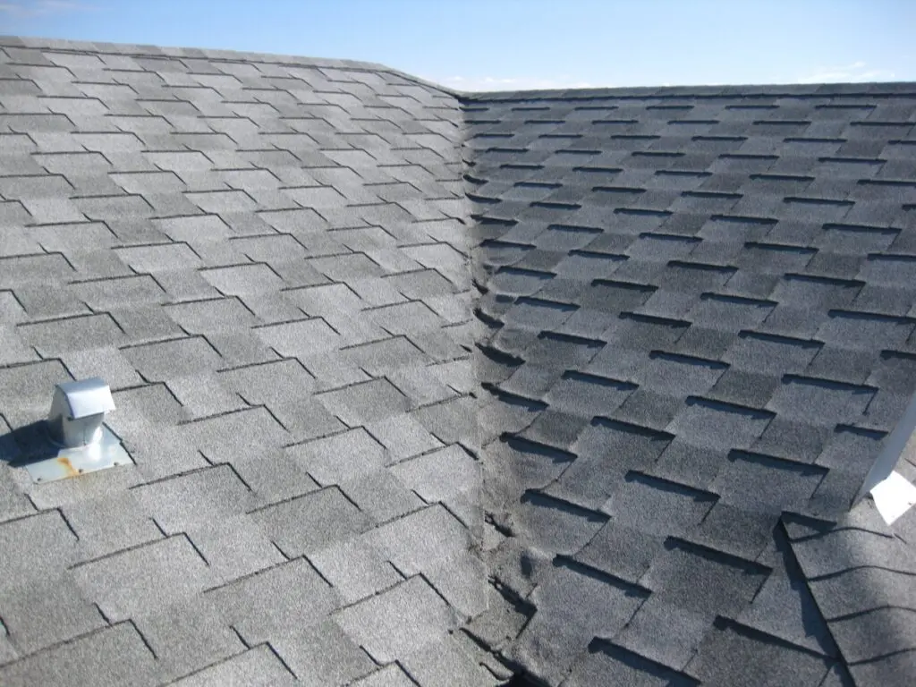 Roof shingles damaged in middle seam