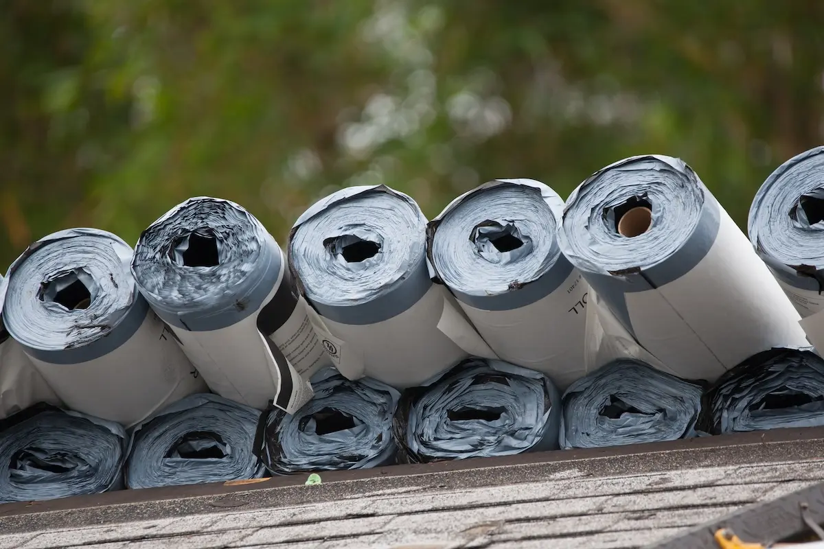 rolls of roof underlayment
