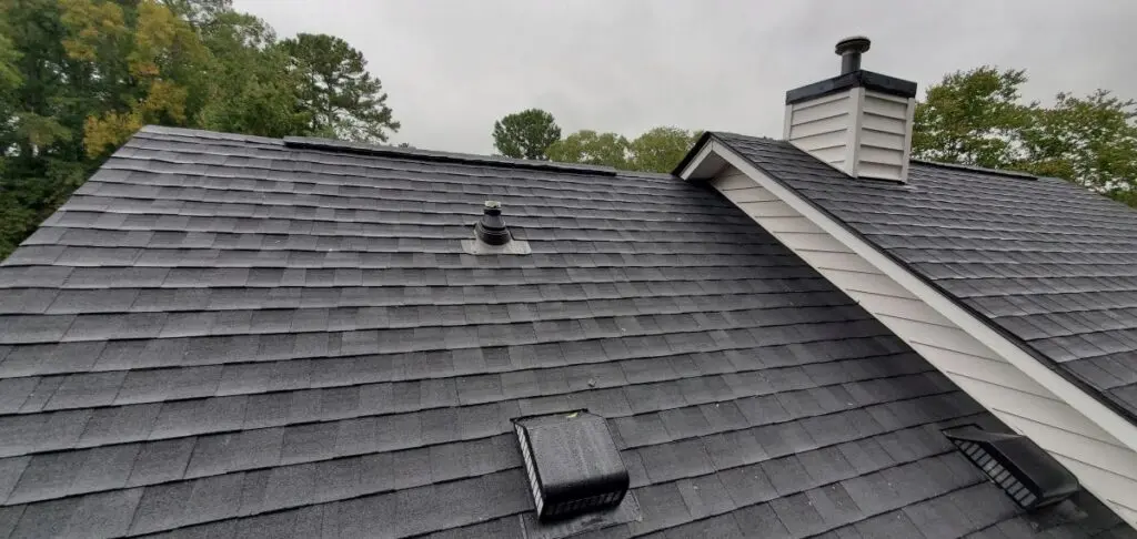 Newly Installed Black Asphalt Architectural Shingles on a Residential Home, Architecture, Roofing, Real Estate