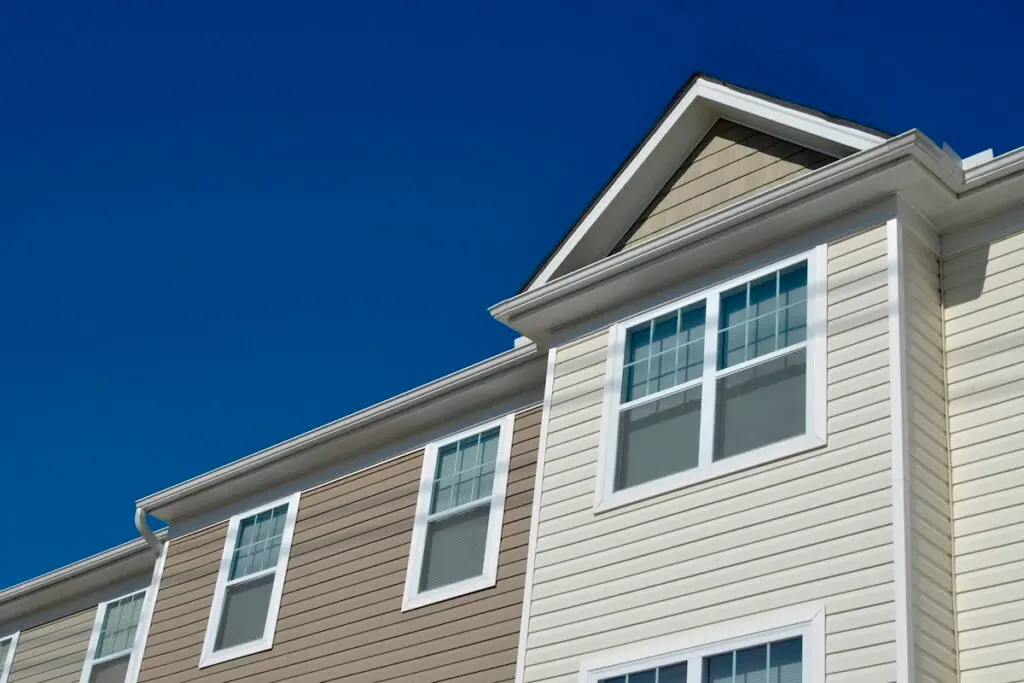 Tan and beige vinyl siding