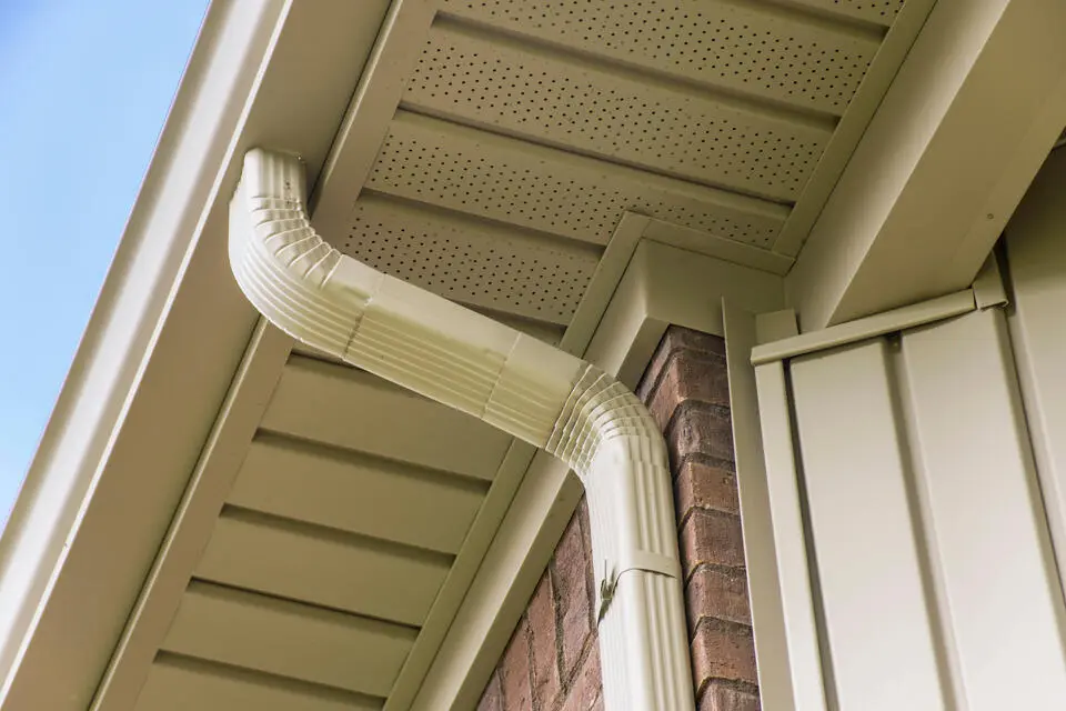 gutter colors-cream colored gutters and roofing materials