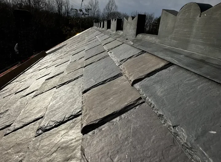 slate roofing material after roof repair