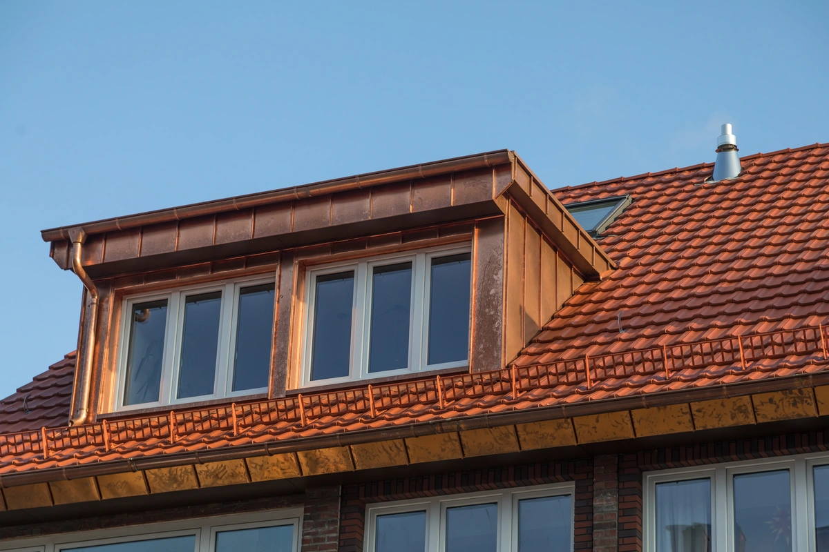 A house with copper shingles