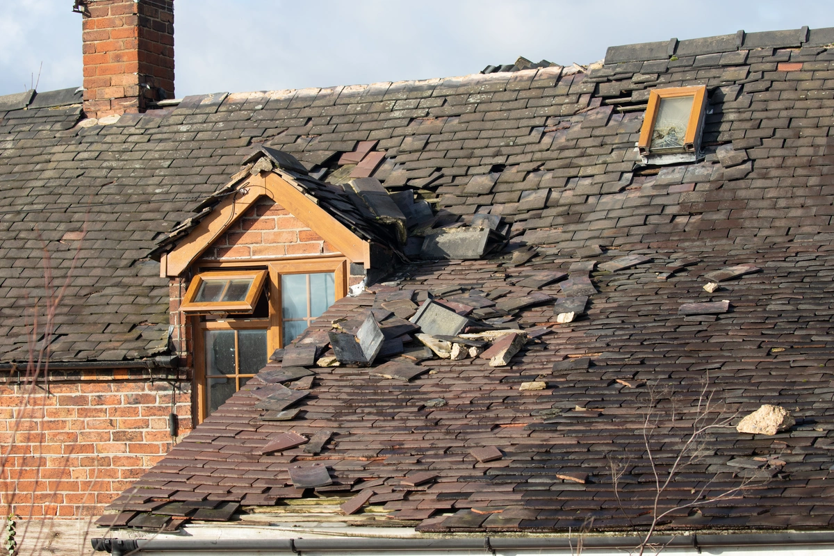major roof storm damage