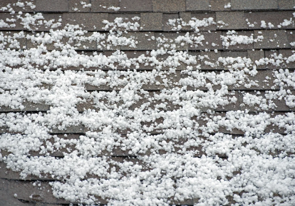 hail piled up on roof
