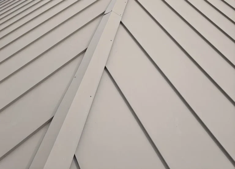 close up metal roofing panels