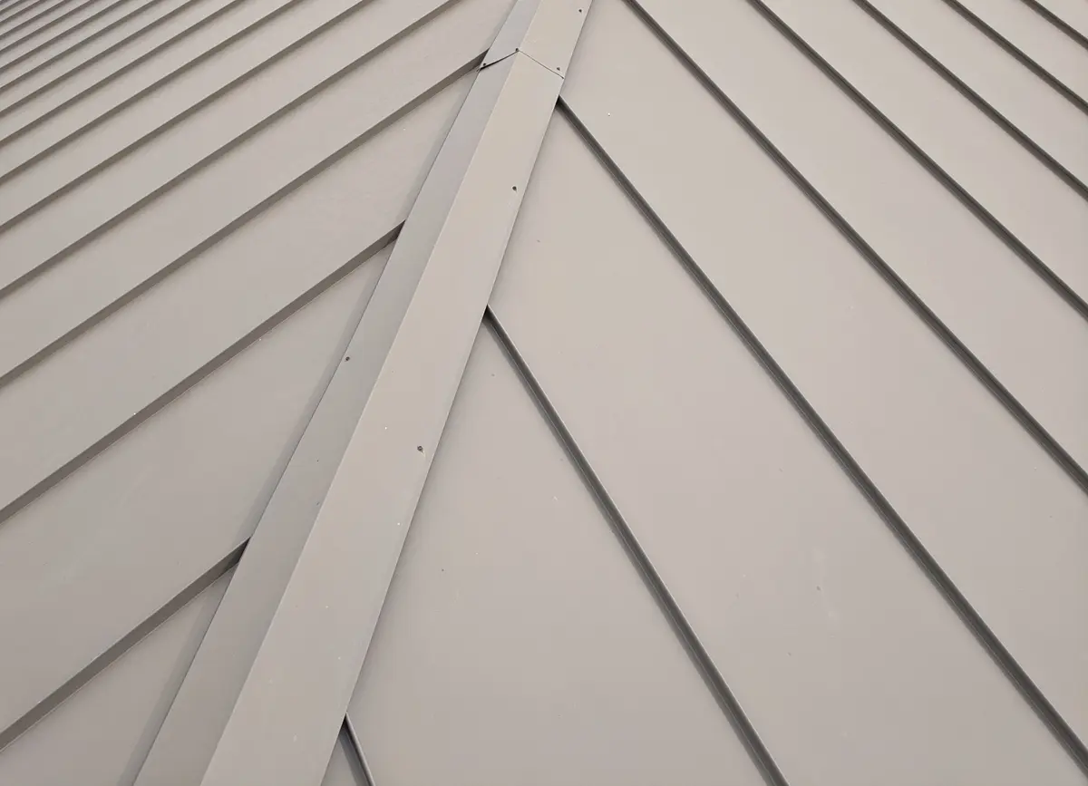 close up metal roofing panels