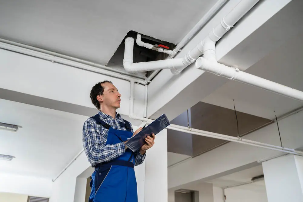 commercial plumber conducting an inspection