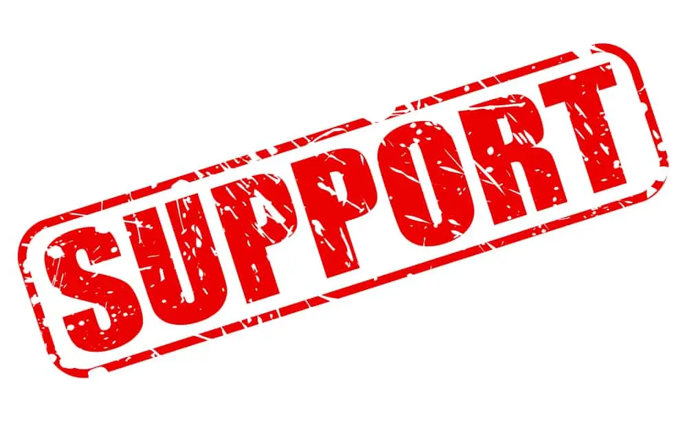 Red stamp with the word "SUPPORT," symbolizing encouragement for breast cancer awareness initiatives on October 18th.