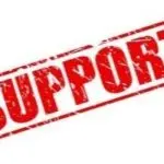 Red 'SUPPORT' text in bold, distressed font on white background, symbolizing assistance for plumbing issues.