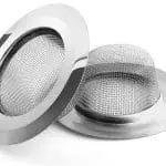 Stainless steel strainers with fine mesh design, showcasing modern kitchenware functionality and simplicity.