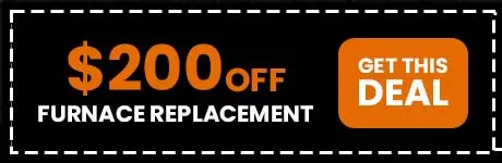 $200 off furnace replacement promotion from Superior Plumbing, Heating & Air-Conditioning, Inc., featuring bold text and a call-to-action button.