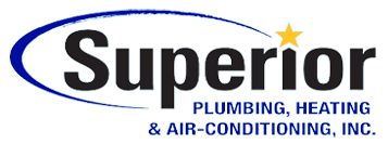 Superior Plumbing, Heating & Air-Conditioning, Inc. logo featuring the word "Superior" in bold letters, accompanied by the tagline "PLUMBING, HEATING & AIR-CONDITIONING, INC." and a star accent, representing the brand's identity and service offerings.