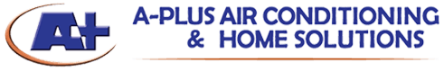 A-Plus Air Conditioning & Home Solutions logo featuring the brand name, emphasizing HVAC services and home solutions for heater maintenance and repair.