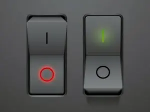 Blown breaker switch with red and green indicators, illustrating HVAC system troubleshooting for air conditioning issues.
