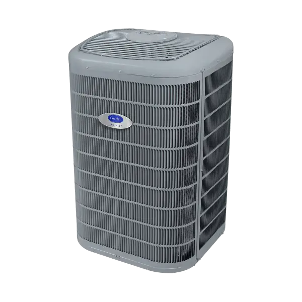 Infinity&reg; 19VS central air conditioner unit featuring variable-speed compression technology for enhanced comfort, energy efficiency, and quiet operation.