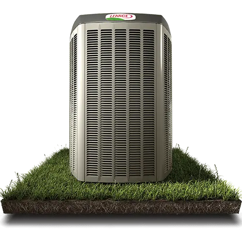 Lennox air conditioning unit on grass, representing modern HVAC technology and efficiency, relevant to air conditioning component discussion.