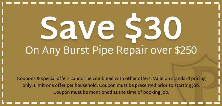 discount on any burst pipe repair in Villa Rica, GA
