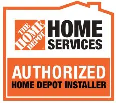 The Home Depot Home Services Authorized Installer, recognizing certification for installation services approved by The Home Depot Canada.