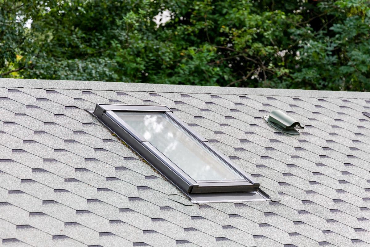 grey shingles roof vents