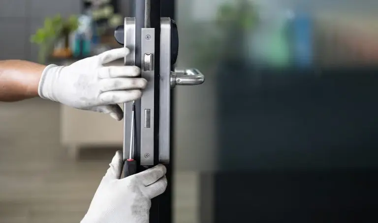 fiber glass door worker replacing door