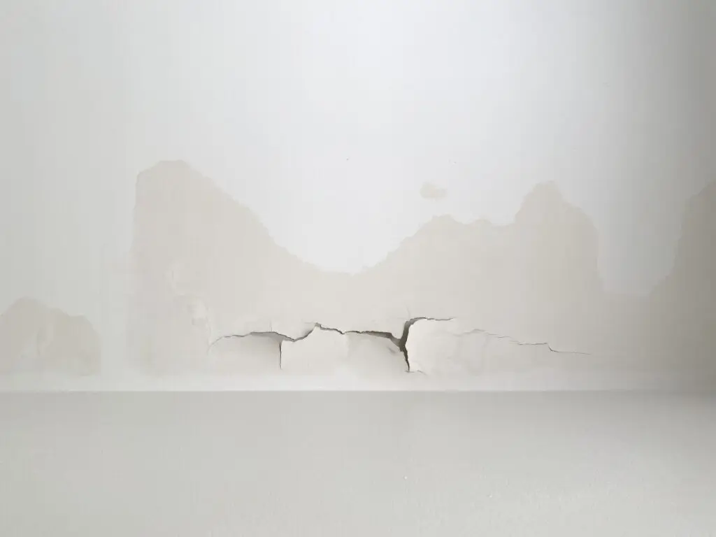 plaster of ceiling crack and break from rain leakage from roof