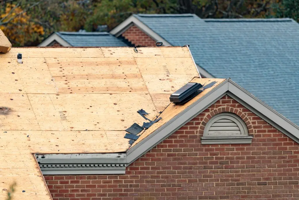 shingles roof teared off