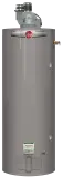 Rheem heavy-duty power direct vent water heater showcasing efficient design and performance features for plumbing and heating applications.