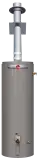 Professional Rheem water heater with direct vent coaxial design, showcasing high-efficiency features for plumbing and heating applications.