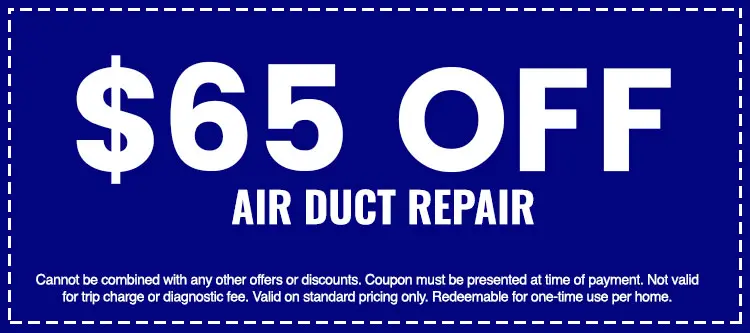 $65 off air duct repair coupon from The Darville Company, promoting savings on HVAC services.