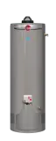 Rheem water heater model showcasing sleek design and energy-efficient features, promoting plumbing and heating solutions by The Darville Company.
