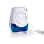 Compact electric air cooler in white and blue with a ventilation grill, by Chad's AC Direct, HVAC service provider.