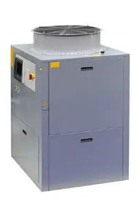 Air handler unit for HVAC systems, showcasing a compact design with a top-mounted fan, relevant to Chad's AC Direct's heating and cooling services.
