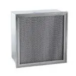Air filter with a rectangular shape and metallic frame, showcasing gridded mesh for improved HVAC air quality.