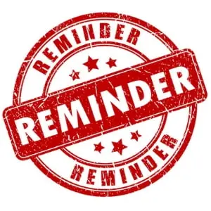 Red circular stamp with the word "REMINDER" prominently displayed, emphasizing the importance of maintaining indoor air quality and HVAC system awareness.